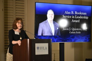 Adele Stone announces Jason Quintero as the 2025 Bookman Services in Leadership Award recipient