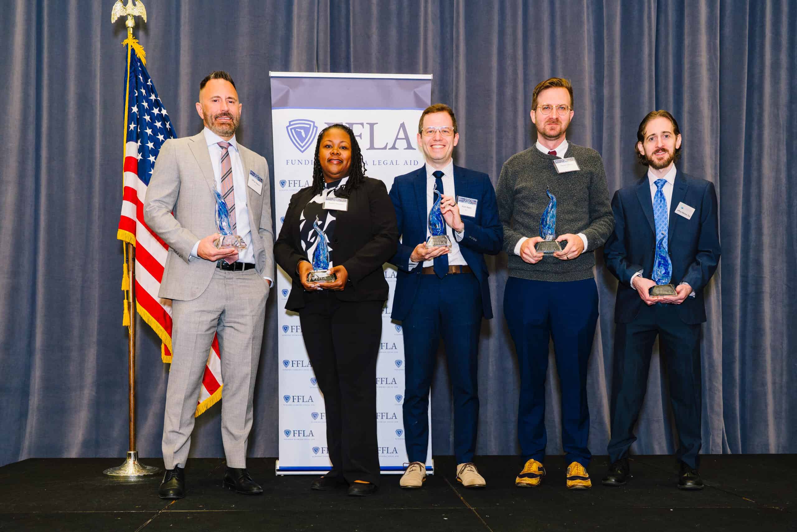 Goldstein-Van Nortwick Award winners Jeff Hearne, Natalie Maxwell, Kevin Rabin, Daniel Clibbon and Jeff Hittleman